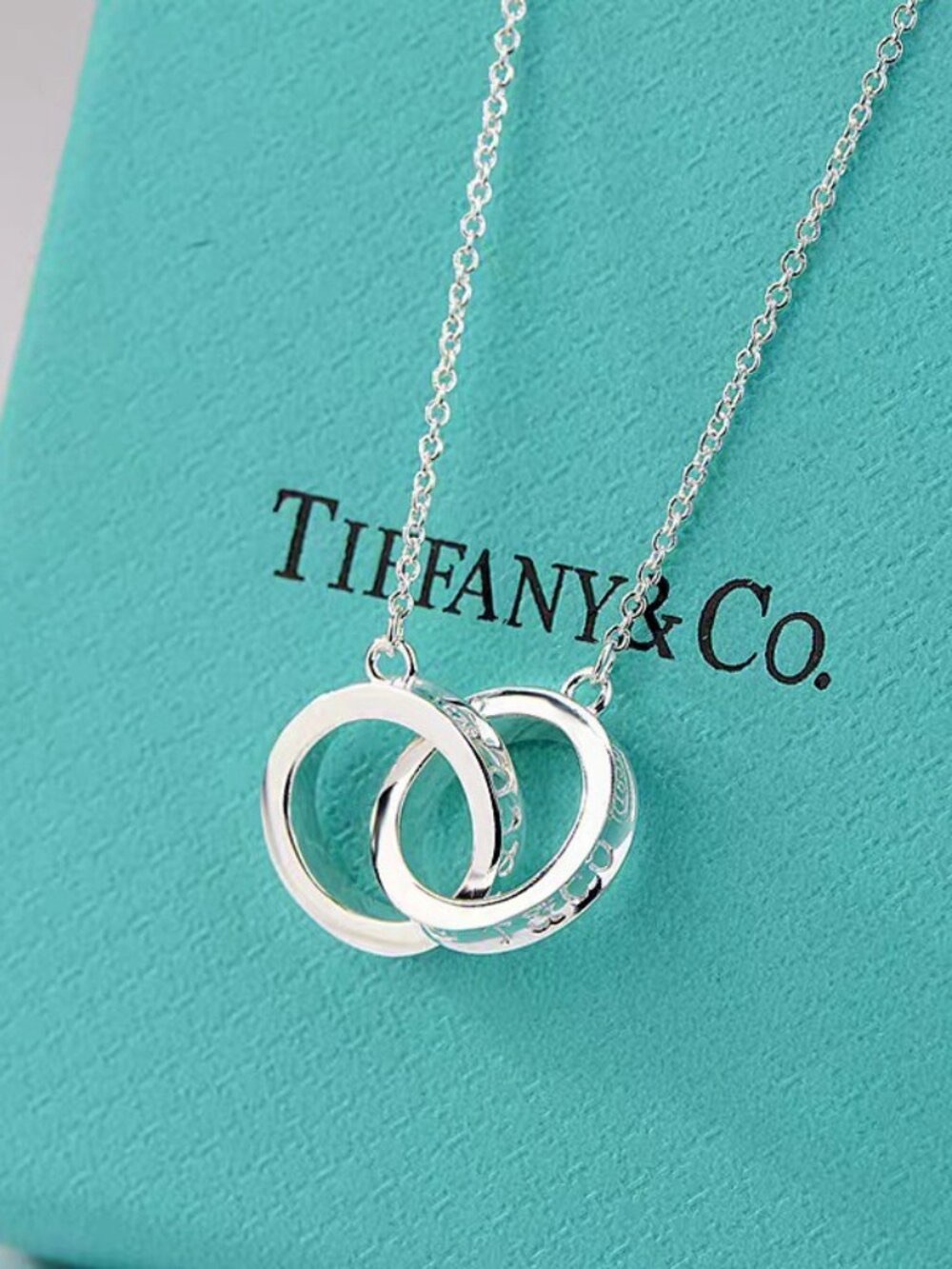 Tiffany & Co. Interlocking Double Ring Silver Necklace